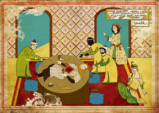 Illustration for article titled Famous science fiction movies, depicted as 16th century Ottoman paintings